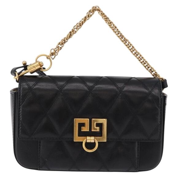 Givenchy Handbags - Givenchy Leather Chain Shoulder Bag Black